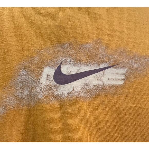 Vintage Nike Tank Top Made in Mexico Size L Yellow Front Back Graphic Retro Soft - Picture 5 of 10